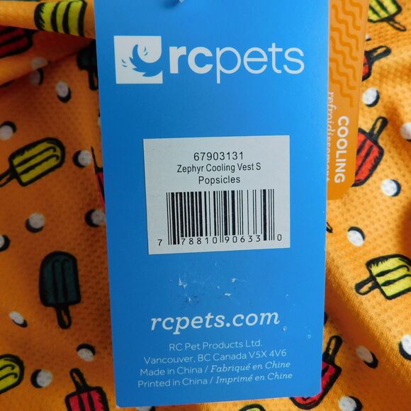 RC Pets Zephyr Cooling Vest Small Orange Popsicles Dog, Reflector Tab NEW NWT - Picture 4 of 13